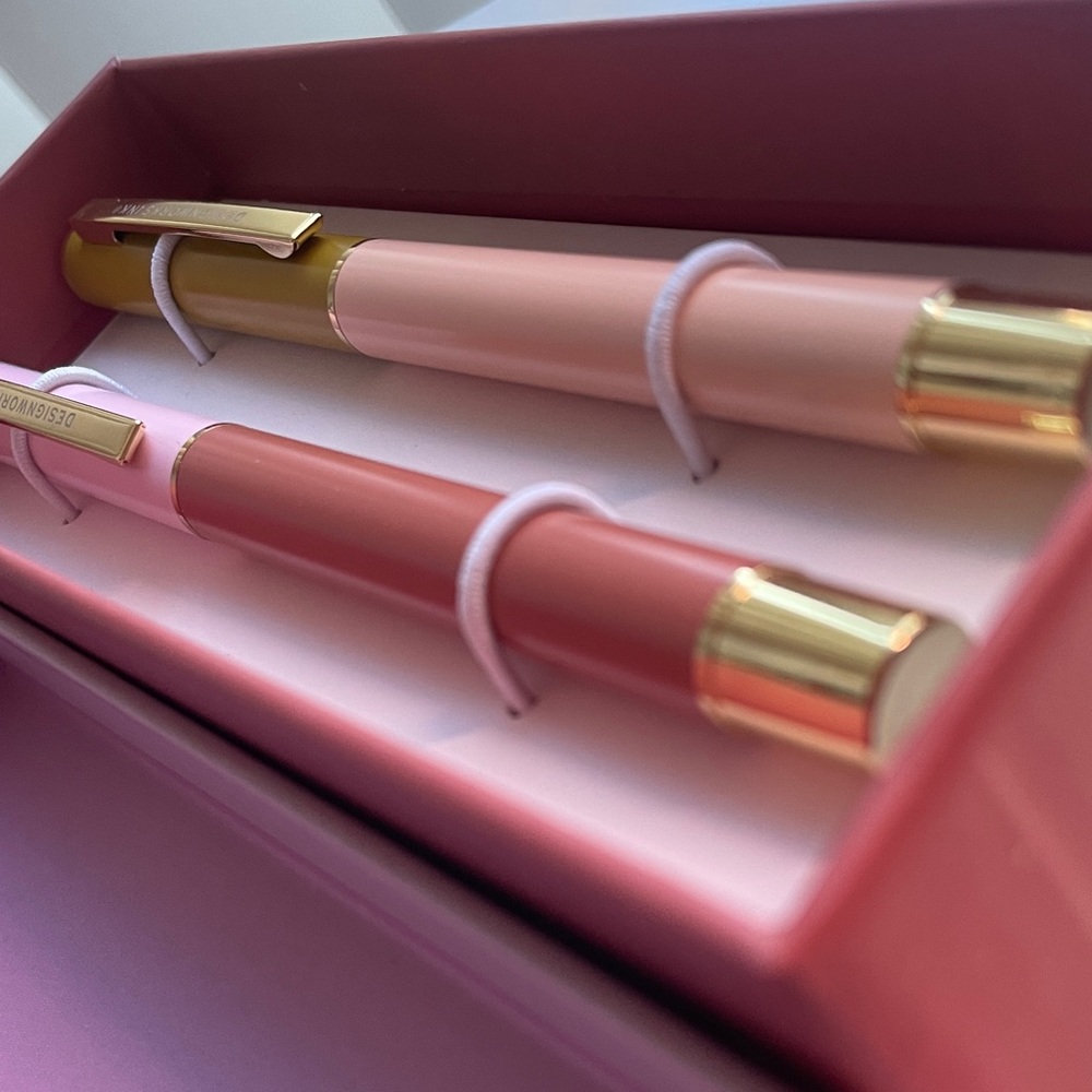 DesignWorks Ink COLOR BLOCK PENS ROSEWOOD + BLUSH Set of two .7mm fine point nib